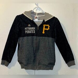 Majestic Pittsburgh Pirates Light and Dark Gray Zippered Hoodie.
